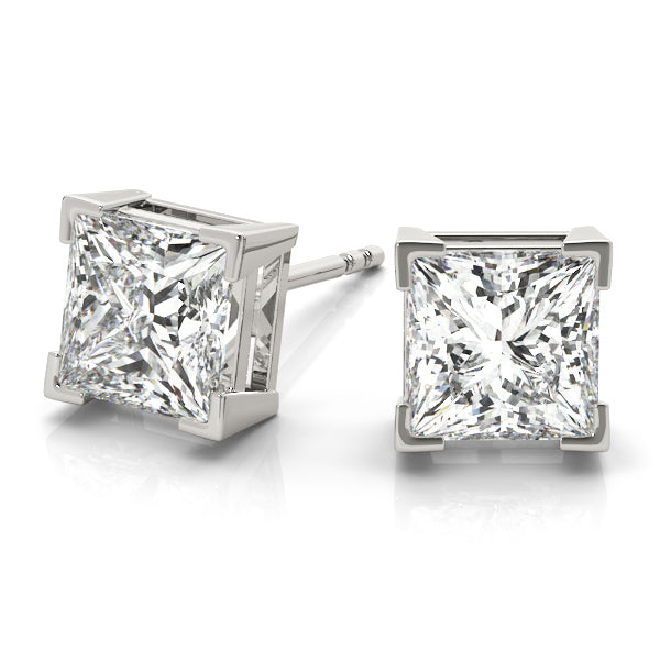 Diamond Stud Earrings Princess 1.00 ct tw 14kt Gold. Better Quality