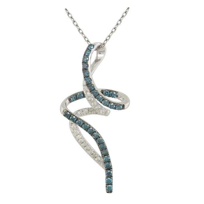 Blue and White Diamond Necklace 0.57cttw 14kt Gold