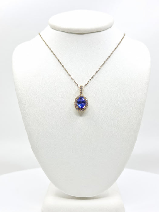 Tanzanite 1.35ct tw Pendant with 0.25 Diamonds in 14kt Gold