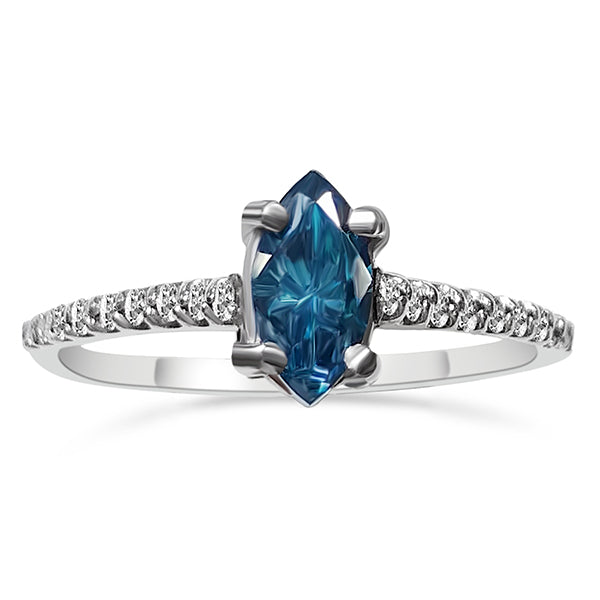 Blue Diamond 0.46cttw and White Diamond Ring 0.10cttw 14kt Gold
