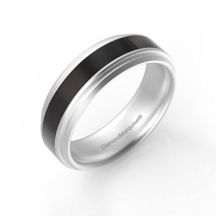 Wedding Band 14kt Gold 6MM With Black Band