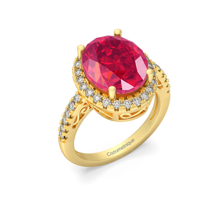 “Glimmer of Oval” Ring accented with 5.05ct Cozumelique