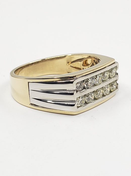 Men's Ring Diamonds 1.05 ct tw 14kt Gold Yellow & White Gold