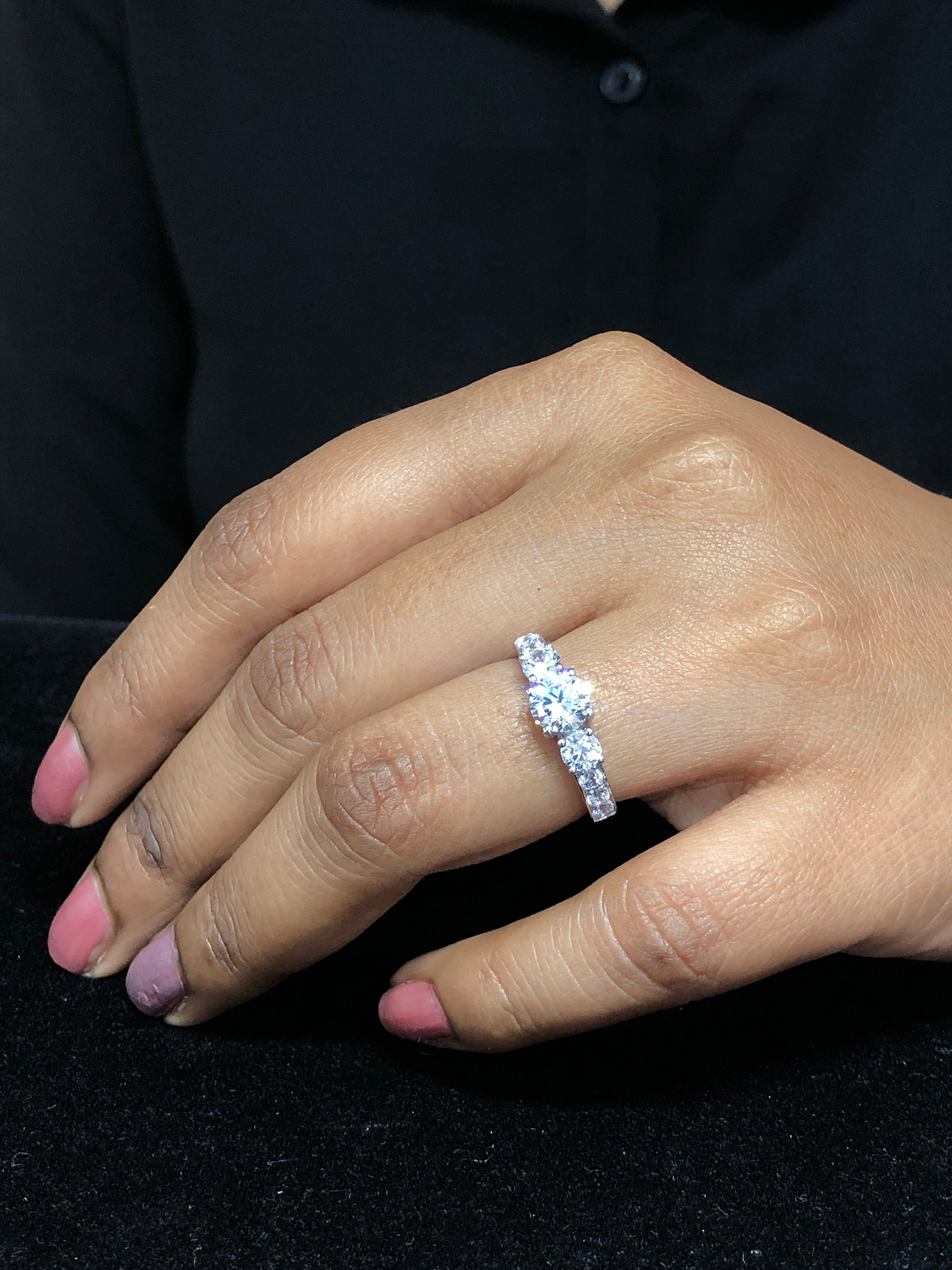 Lab Grown Diamond Fancy Three Stone Engagement Ring in 14K Gold 1.80CTW