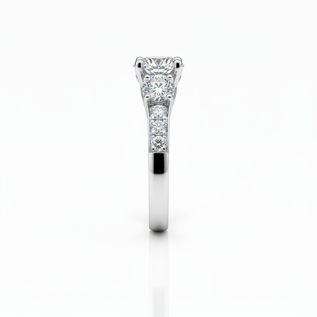 Lab Grown Diamond Fancy Three Stone Engagement Ring in 14K Gold 1.80CTW