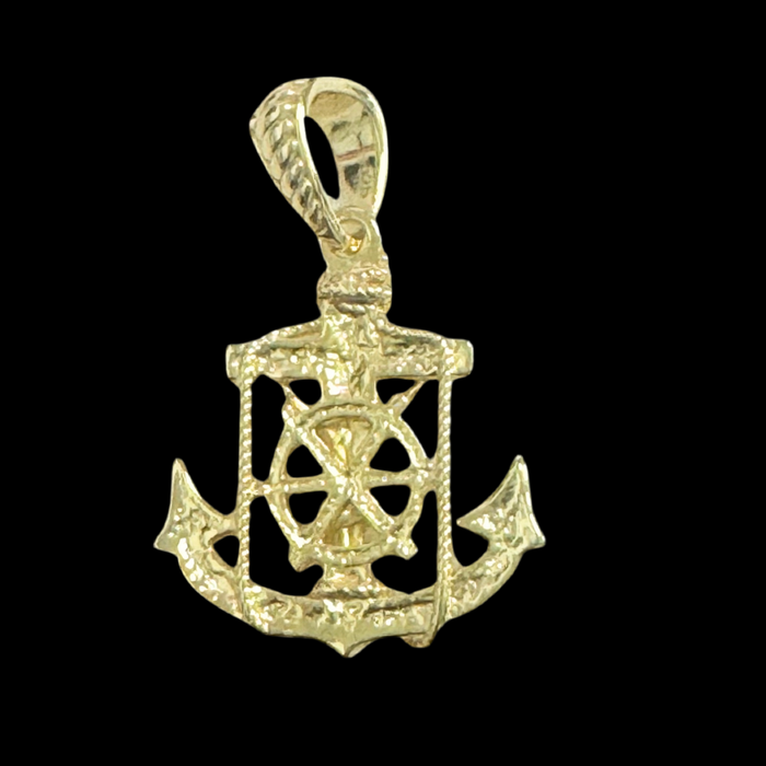 14k Gold Anchor with Crucifix Pendant 1.25"