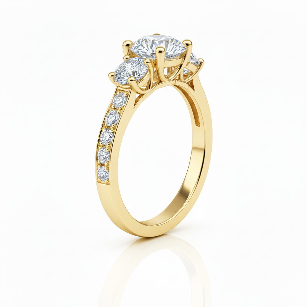Lab Grown Diamond Fancy Three Stone Engagement Ring in 14K Gold 1.80CTW