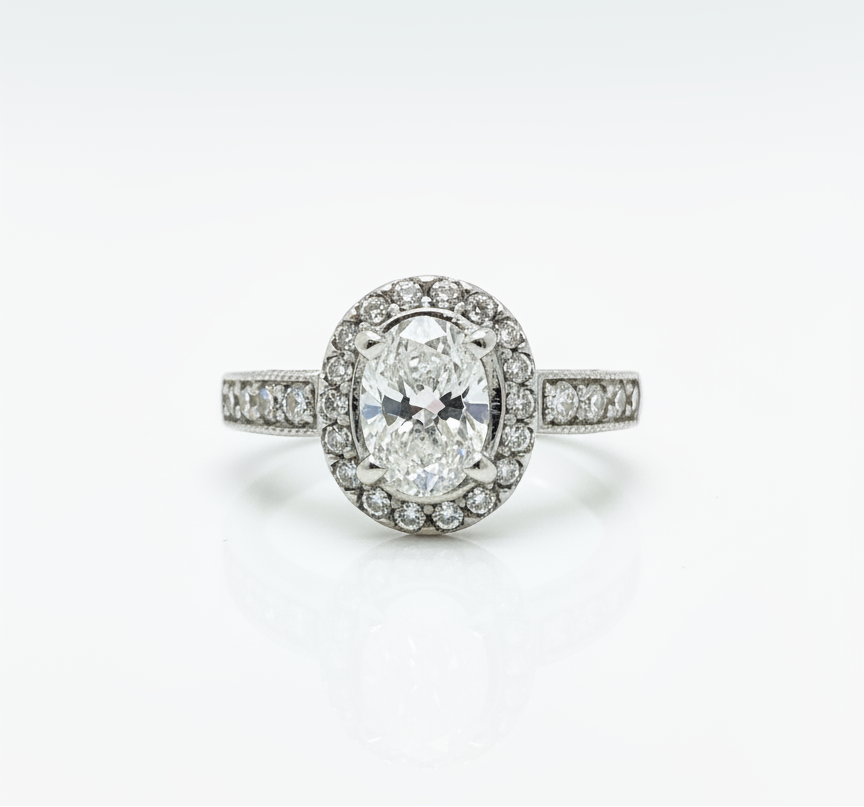 Oval Diamond Ring 1.55CTW in 14k Gold