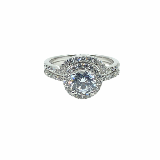 Fancy Halo Diamond Engagement Ring with matching band 1.00cttw in 14K Gold