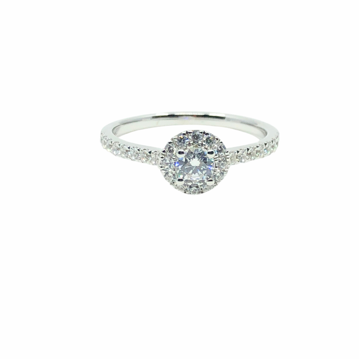 Fancy Halo Diamond Engagement Ring with Round 0.50cttw in 14K Gold