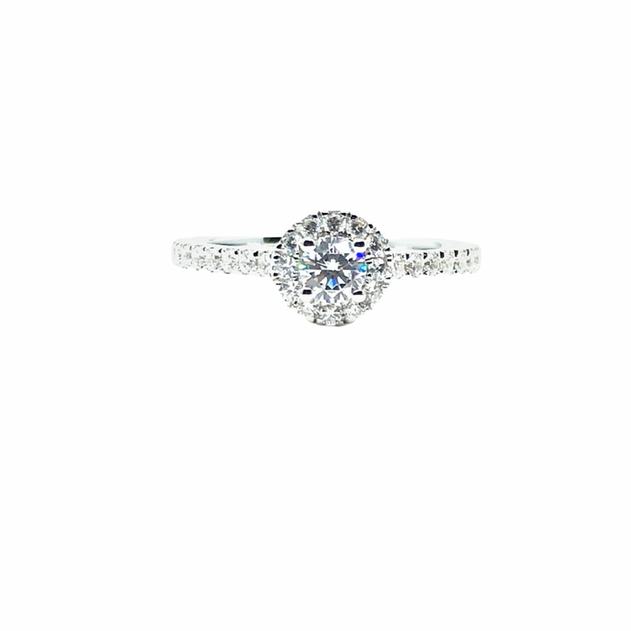 Fancy Halo Diamond Engagement Ring with Round 0.50cttw in 14K Gold