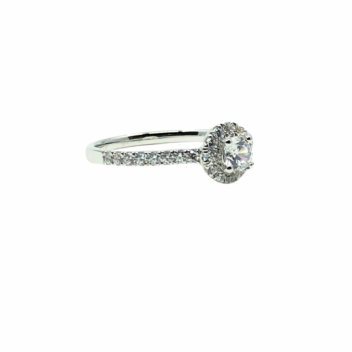 Fancy Halo Diamond Engagement Ring with Round 0.50cttw in 14K Gold