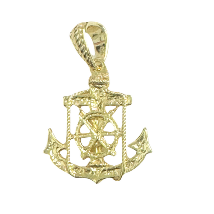 14k Gold Anchor with Crucifix Pendant 1.25"