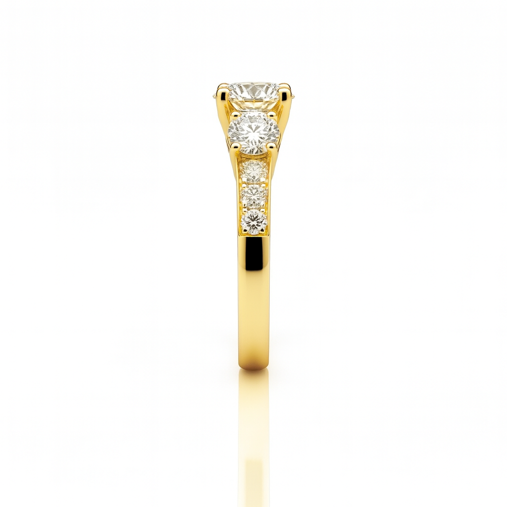 Lab Grown Diamond Fancy Three Stone Engagement Ring in 14K Gold 1.80CTW