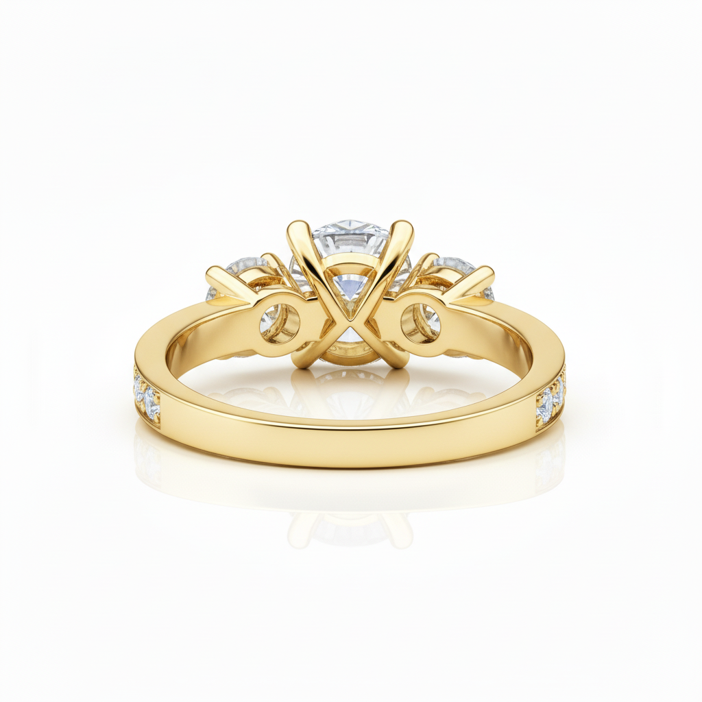 Lab Grown Diamond Fancy Three Stone Engagement Ring in 14K Gold 1.80CTW