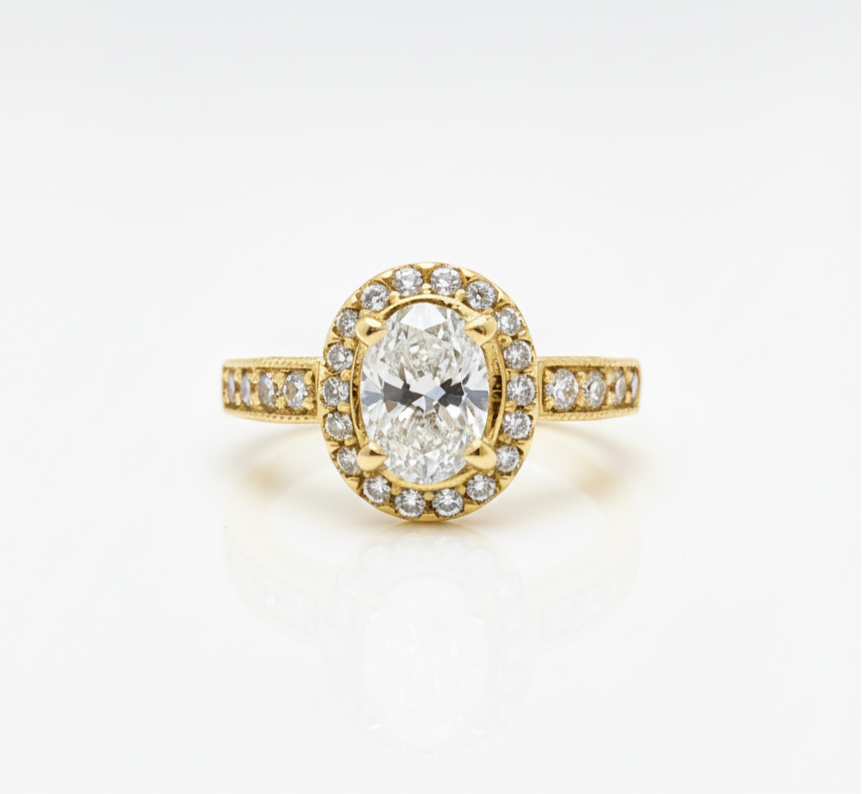 Oval Diamond Ring 1.55CTW in 14k Gold