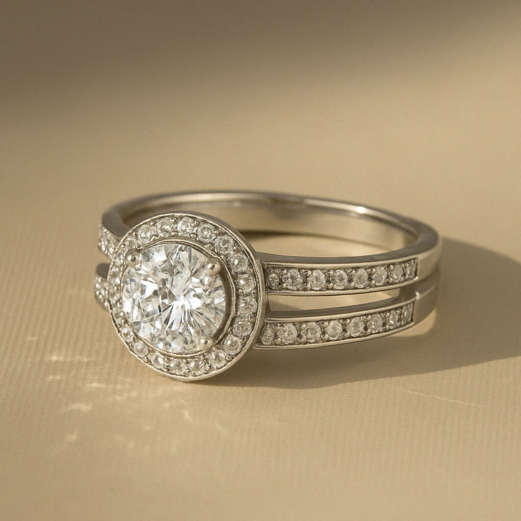 Split Band Fancy Lab Grown Diamond Engagement Ring 1.00CTW set in 14K Gold