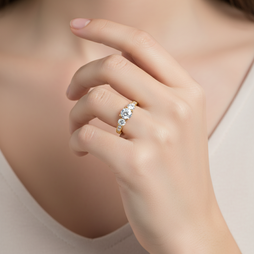 Lab Grown Diamond Fancy Three Stone Engagement Ring in 14K Gold 1.80CTW