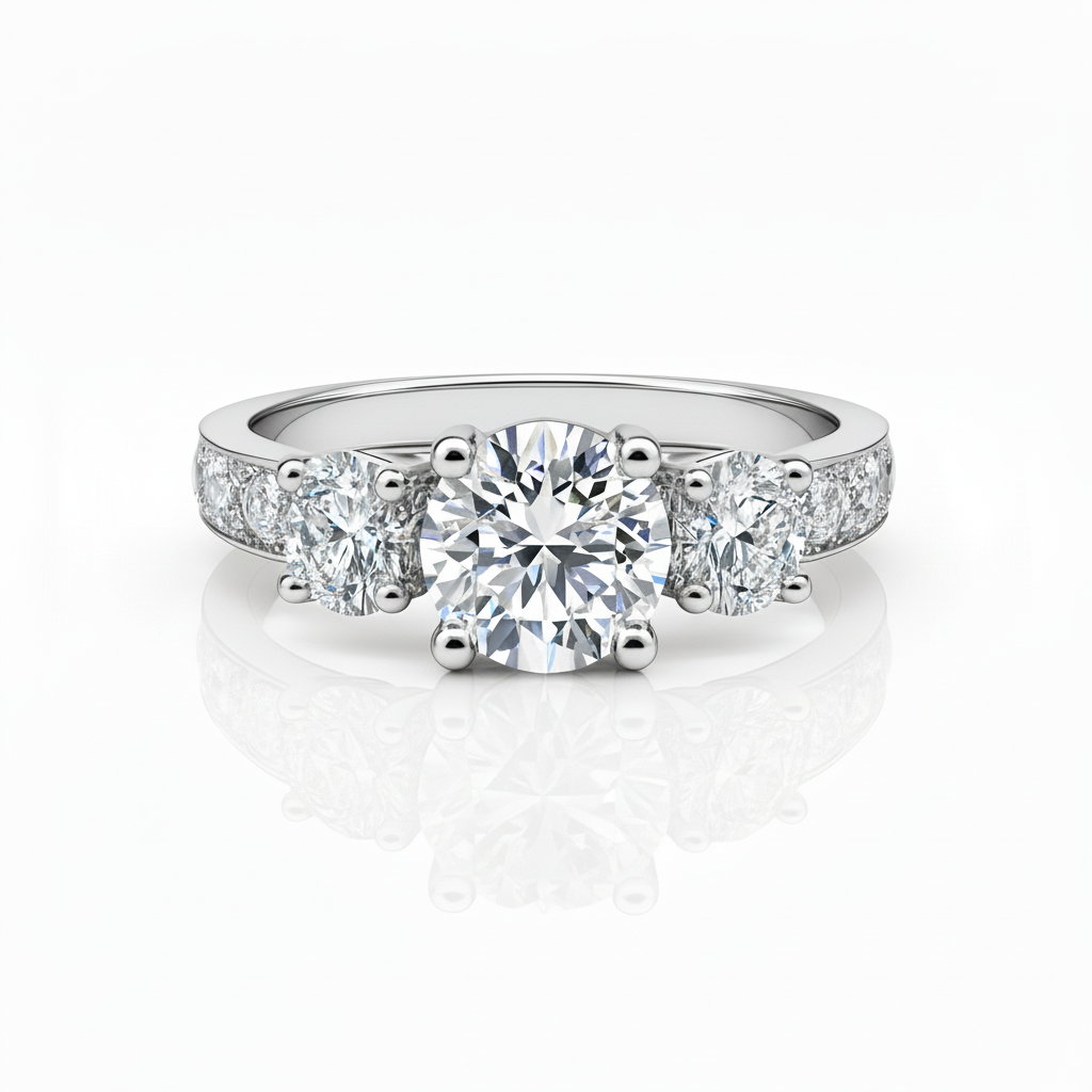 Lab Grown Diamond Fancy Three Stone Engagement Ring in 14K Gold 1.80CTW