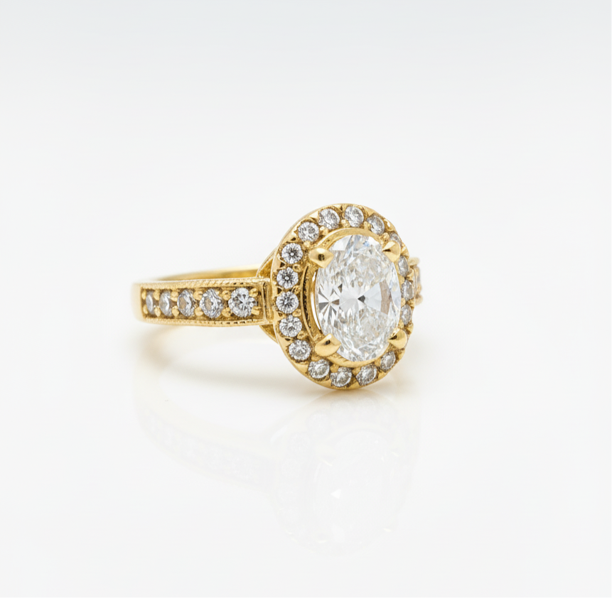 Oval Diamond Ring 1.55CTW in 14k Gold
