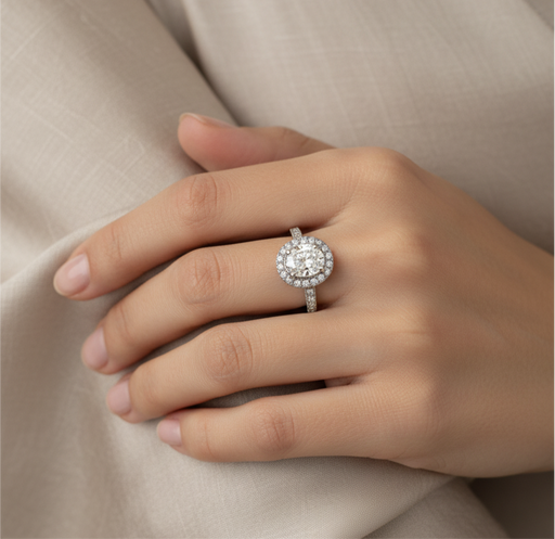 Oval Diamond Ring 1.55CTW in 14k Gold