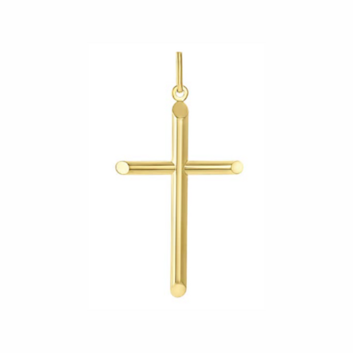 14k Gold 1" Large Plain Cross Pendant