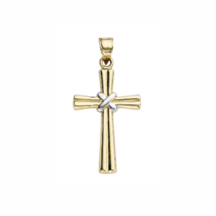 14k Gold 1/2" Medium Fancy Cross Pendant