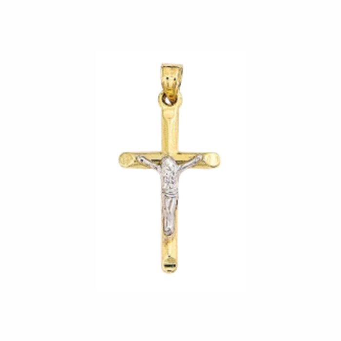 14k Gold 1/2" Medium Cross with Crucifix Pendant