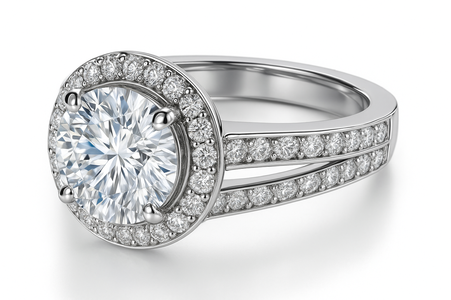 Split Band Fancy Lab Grown Diamond Engagement Ring 1.00CTW set in 14K Gold