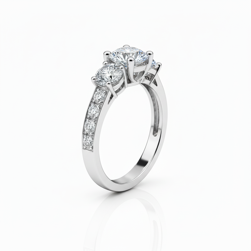 Lab Grown Diamond Fancy Three Stone Engagement Ring in 14K Gold 1.80CTW