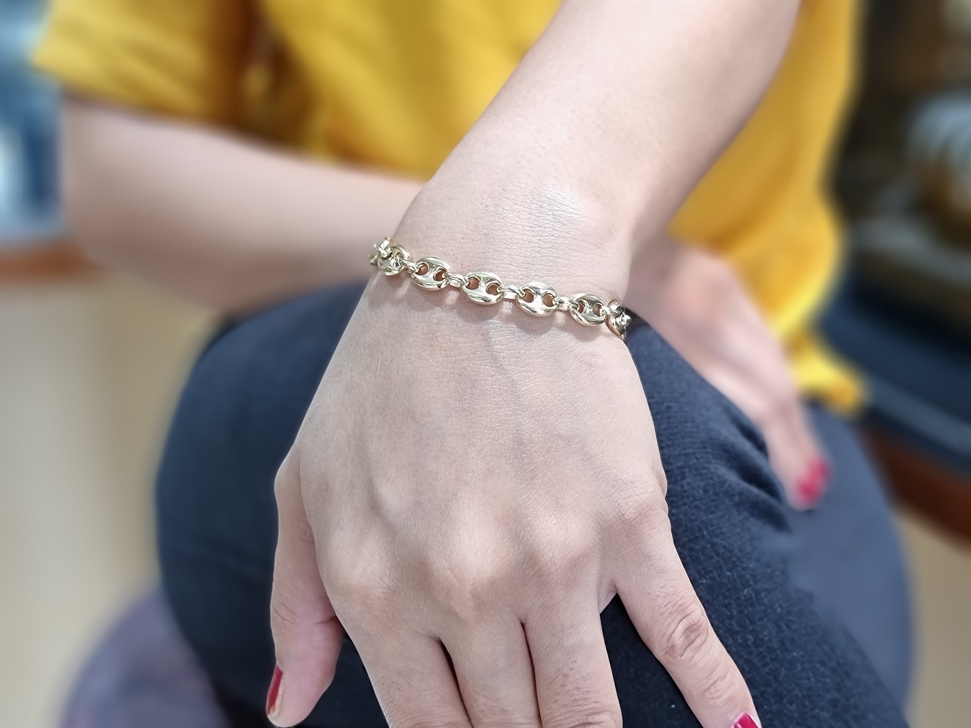 Puff Mariner Link Bracelet 10k 4MM 8.5