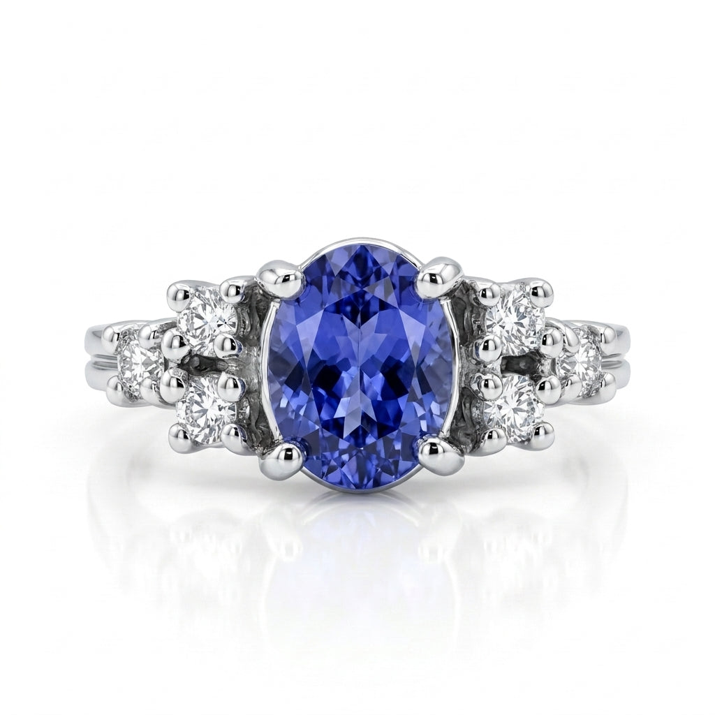 Tanzanite 1.40ct tw Ring with 0.60ct Diamonds & 14kt Gold