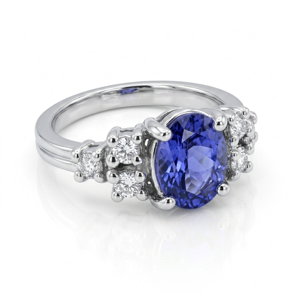 Tanzanite 1.40ct tw Ring with 0.60ct Diamonds & 14kt Gold