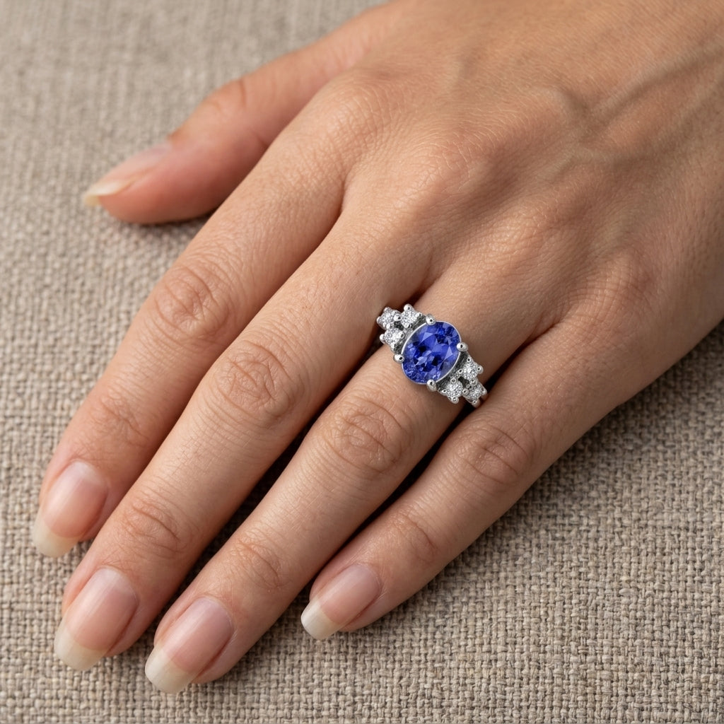 Tanzanite 1.40ct tw Ring with 0.60ct Diamonds & 14kt Gold