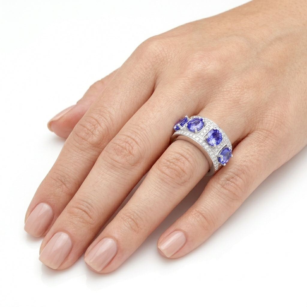 Tanzanite 3.60 ct tw Ring with 0.45 ct tw Diamonds & 14kt Gold