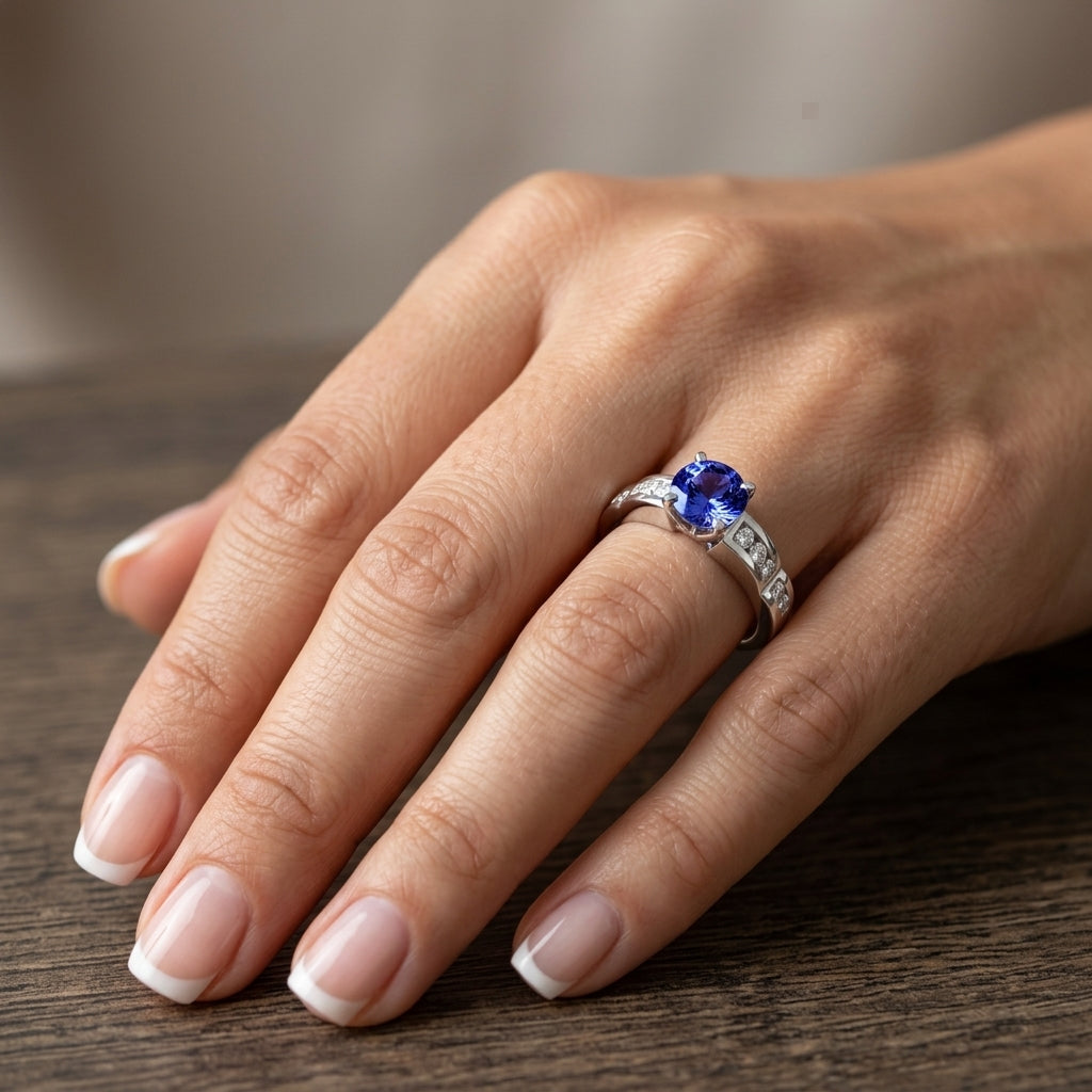 Tanzanite 0.82 ct tw Ring with 0.58 ct tw Diamonds in 14kt Gold