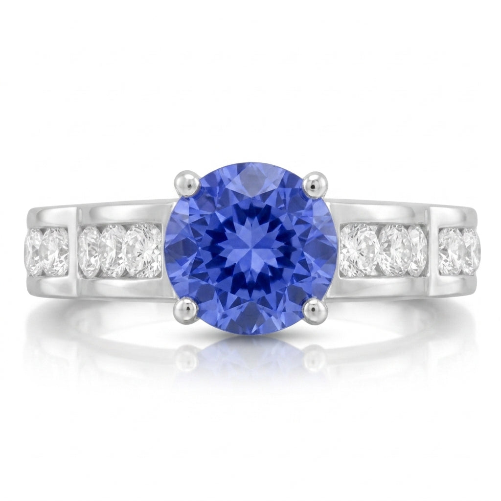Tanzanite 0.82 ct tw Ring with 0.58 ct tw Diamonds in 14kt Gold