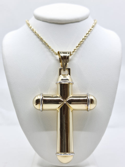 14k Puff Cross Pendant for Woman