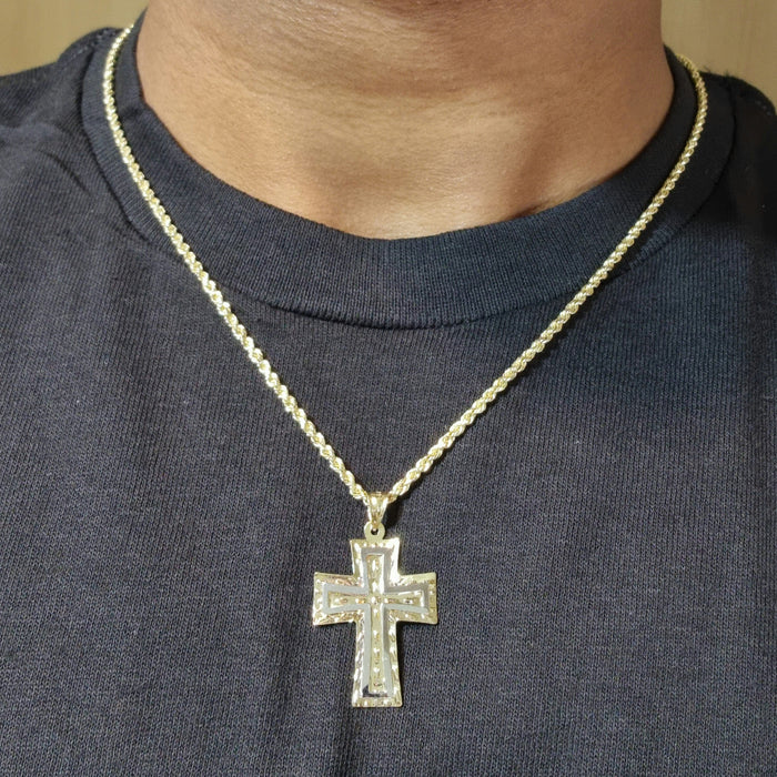 14k Small Reversible Cross Pendant