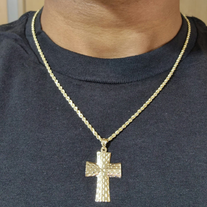 14k Small Reversible Cross Pendant