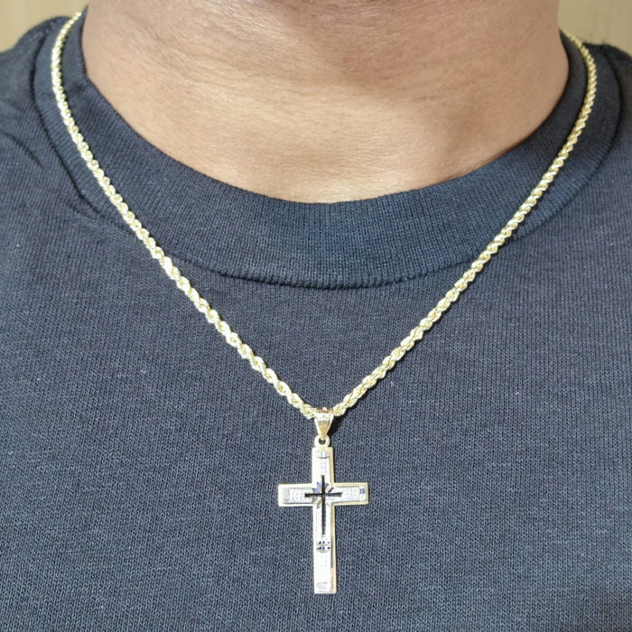 14k 2Tone CutOut Cross Pendant