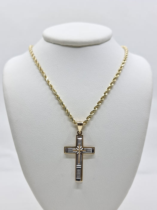 14k 2Tone CutOut Cross Pendant for Woman