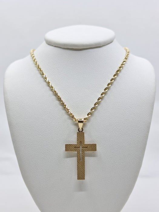 14k 2Tone CutOut Cross Pendant for Woman