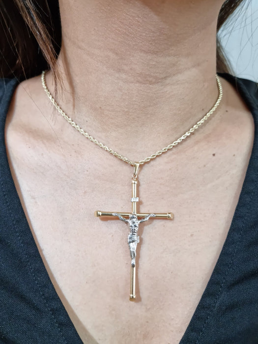 14k Large Cross Crucifix Pendant for Woman