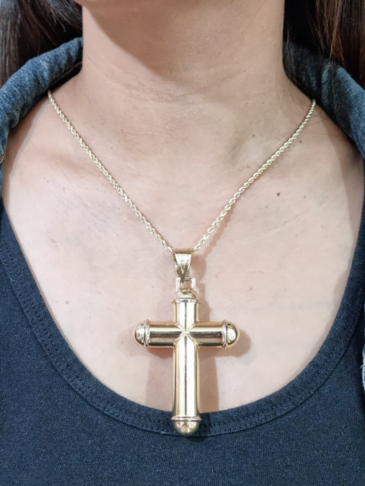 14k Puff Cross Pendant for Woman