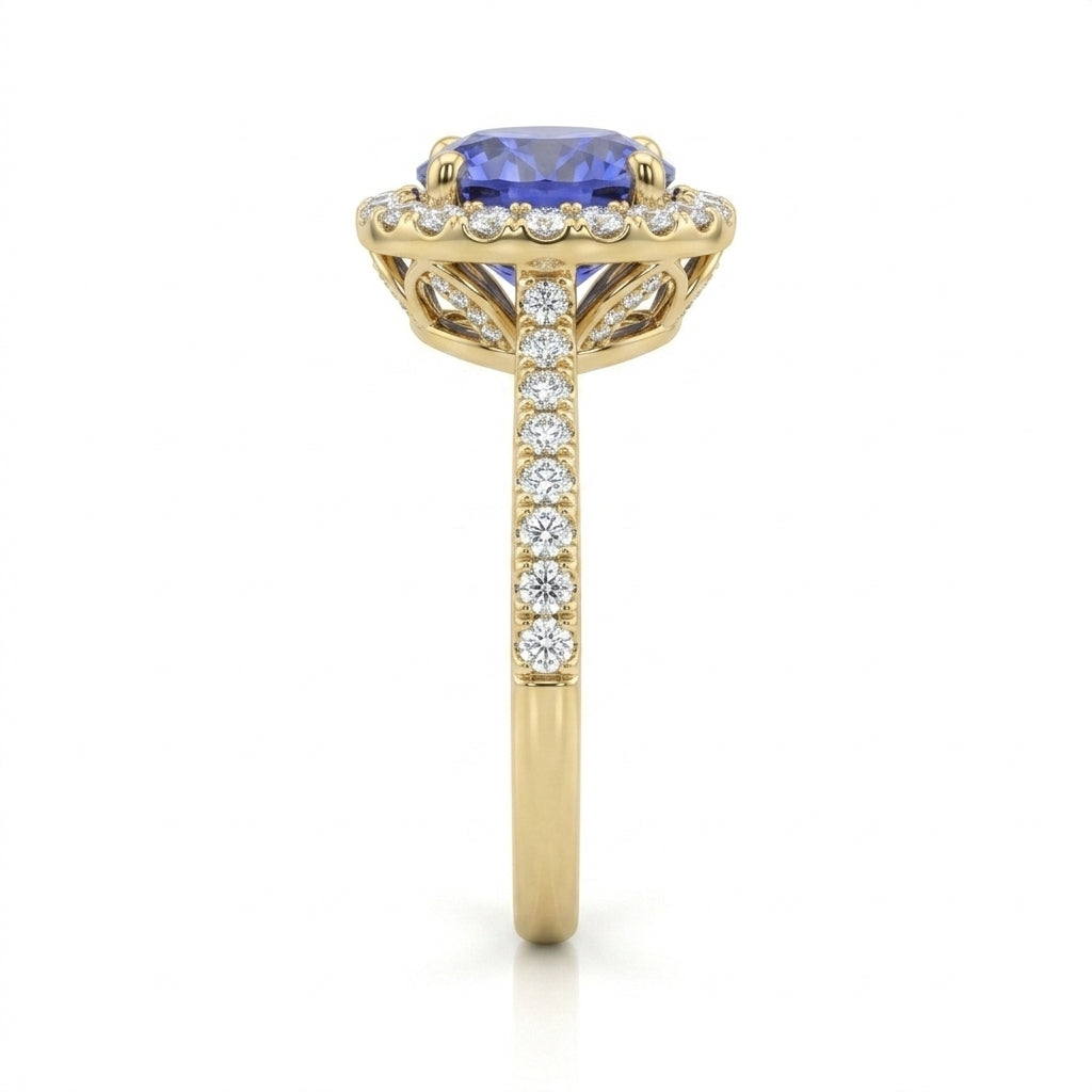 Tanzanite 1.00ct tw Ring with 0.30ct tw diamonds in 14kt Gold