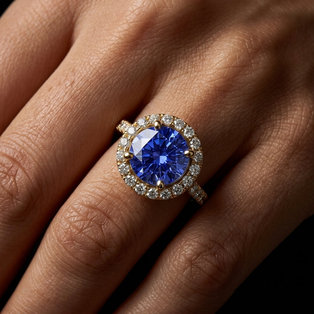 Tanzanite 1.00ct tw Ring with 0.30ct tw diamonds in 14kt Gold