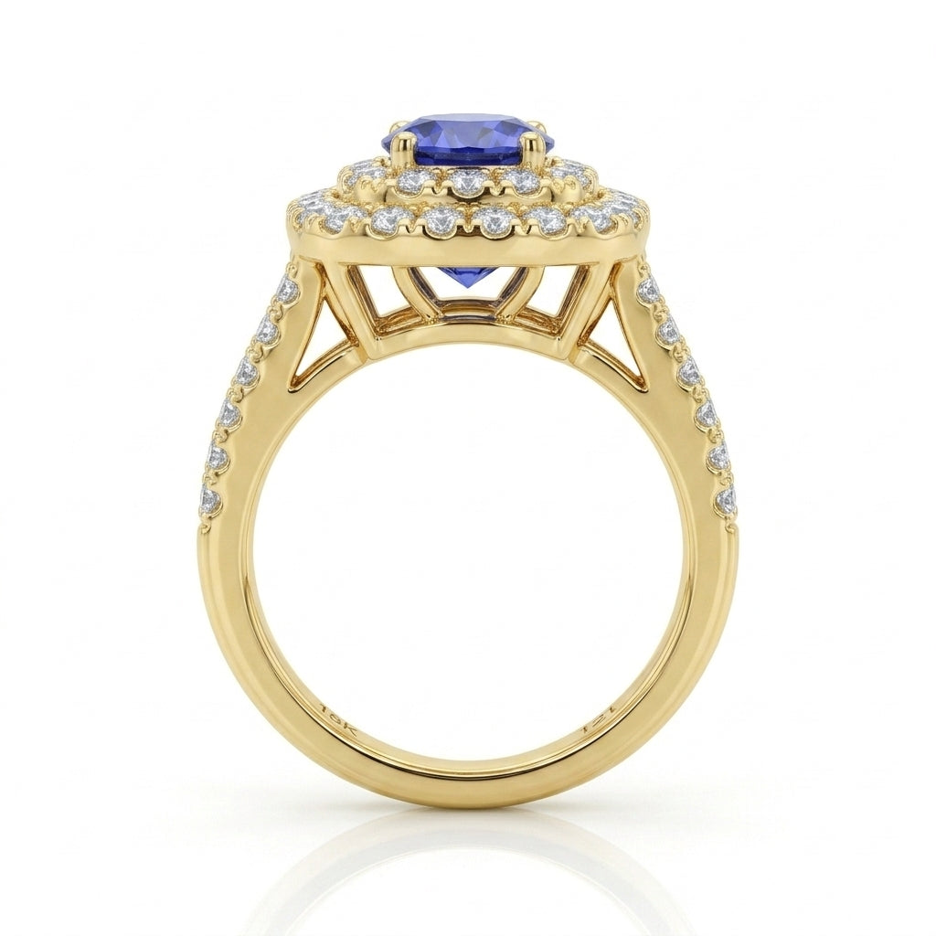 Tanzanite 1.00ct tw Ring with 1.10ct tw diamonds in 14kt Gold