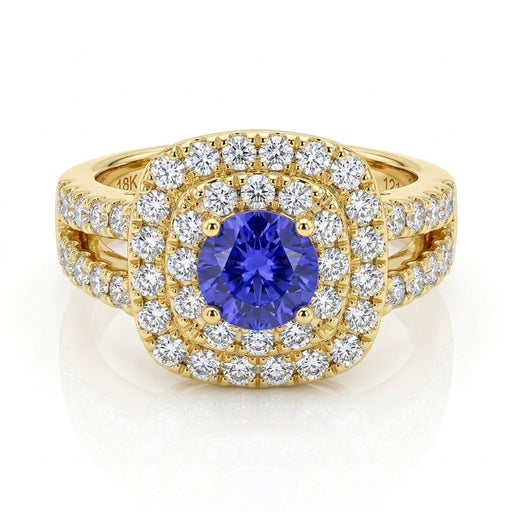 Tanzanite 1.00ct tw Ring with 1.10ct tw diamonds in 14kt Gold