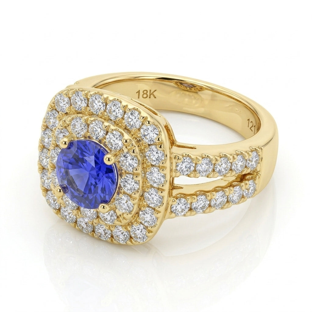 Tanzanite 1.00ct tw Ring with 1.10ct tw diamonds in 14kt Gold